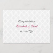 Hochzeitsmenü mit rosa Damast Menükarte (Rückseite)