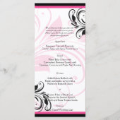 Hochzeitsmenü mit schwarz-schwarz-rosa Blumenrolle Menükarte (Vorderseite)