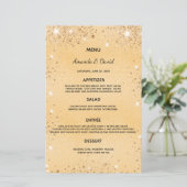 Hochzeitsmenü mit vergoldetem metallischem Glitzer (Stehend Vorderseite)