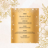 Hochzeitsmenü mit vergoldetem metallischem Glitzer