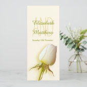 Hochzeitsmenü mit weißer Rose Einladung (Stehend Vorderseite)