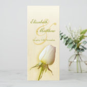 Hochzeitsmenü mit weißer Rose Einladung (Stehend Vorderseite)