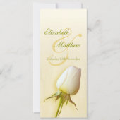 Hochzeitsmenü mit weißer Rose Einladung (Vorderseite)
