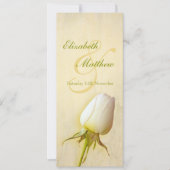 Hochzeitsmenü mit weißer Rose Einladung (Vorderseite)