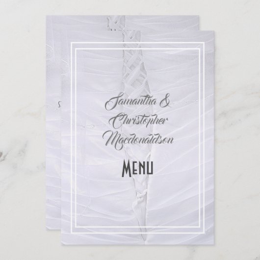 Hochzeitsmenü mit weißer Spitze Menükarte (Vorne/Hinten)