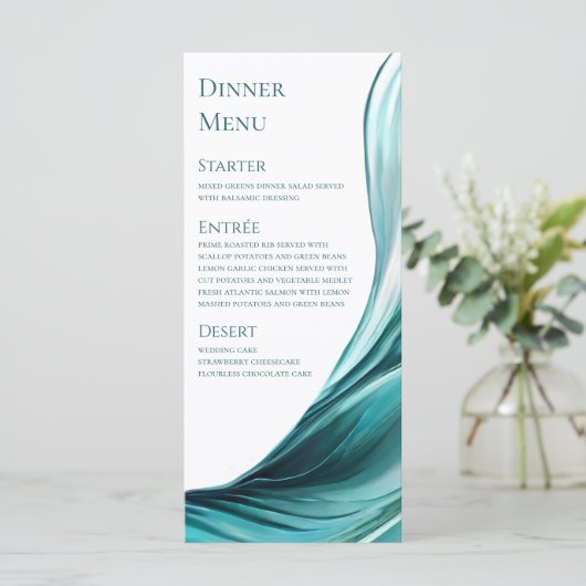 Hochzeitsmenü-Modern Emerald Green- Menükarte (Stehend Vorderseite)