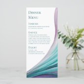 Hochzeitsmenü-modern-Lila und Aquamarin- Menükarte (Stehend Vorderseite)
