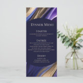 Hochzeitsmenü - Modernes Abstraktes Blaues Lila Go Menükarte (Stehend Vorderseite)