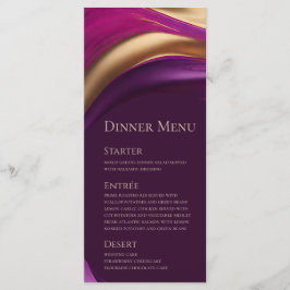 Hochzeitsmenü - Modernes Lila Fuchsia und Gold Menükarte