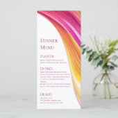 Hochzeitsmenü Modernes, rosa Gelb- Menükarte (Stehend Vorderseite)
