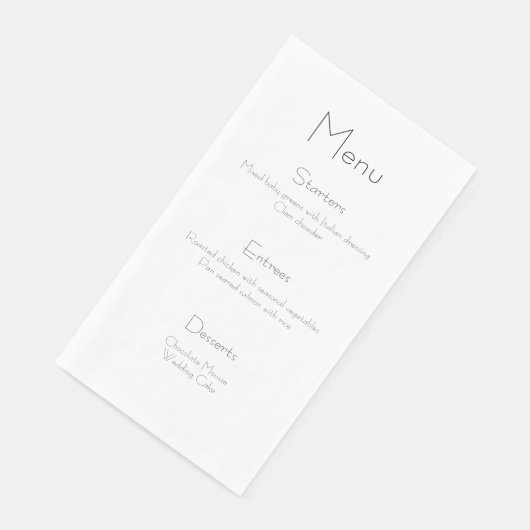 Hochzeitsmenü Napkins, einfache Schwarz-Weiß-Hochz Serviette (Ecke)