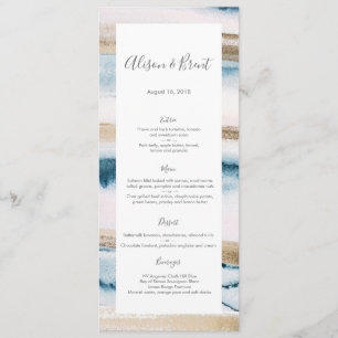 Hochzeitsmenü oder Programmkarte mit blauem Gold Menükarte