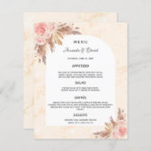 Hochzeitsmenü Pampas Gras Rose Gold Blumenmarmor (Vorne/Hinten)