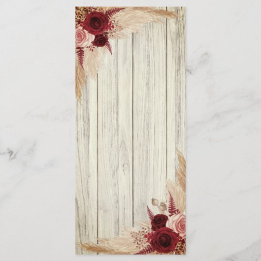 Hochzeitsmenü Pampas Grass Menükarte (Rückseite)