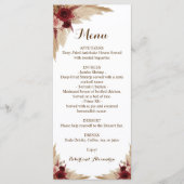 Hochzeitsmenü Pampas Grass Menükarte (Vorderseite)