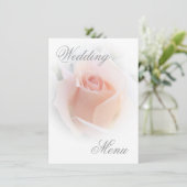 Hochzeitsmenü Pfirsichrosa Rosenknospe Menükarte (Stehend Vorderseite)