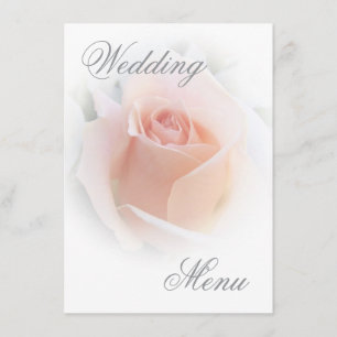 Hochzeitsmenü Pfirsichrosa Rosenknospe Menükarte
