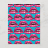 Hochzeitsmenü Pop Art Pink Lips Makeup (Rückseite)