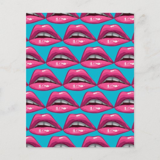 Hochzeitsmenü Pop Art Pink Lips Makeup (Rückseite)