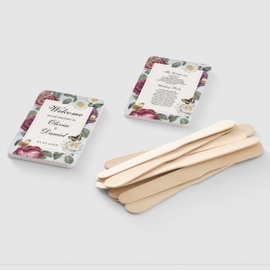 Hochzeitsmenü Programm Blütenblutblutblutblutblutb Fächer (Non-assembled)