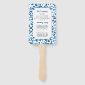 Hochzeitsmenü Programm Chintz Blue & White Floral Fächer (Rückseite)
