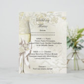 Hochzeitsmenü Programm Gold Creme Pearl Blues Rose (Stehend Vorderseite)