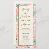 Hochzeitsmenü Rosa Blumengrün Menükarte (Vorne/Hinten)
