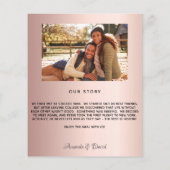 Hochzeitsmenü Rose Gold Foto unsere Geschichte (Rückseite)