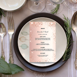 Hochzeitsmenü Rose Gold Glitzer Staub metallisch