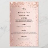 Hochzeitsmenü Rose Gold Glitzer Staub metallisch (Vorderseite)