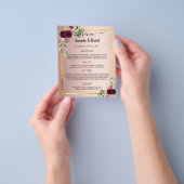 Hochzeitsmenü Rose Goldfloralen Budget Flyer (Gruppe)