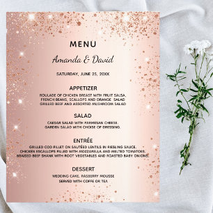 Hochzeitsmenü Roségold Glitter funkelt Budget Flyer