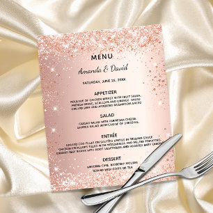 Hochzeitsmenü Rosen-Gold-Glitter Budget Flyer