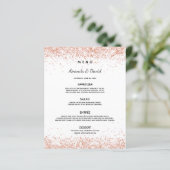 Hochzeitsmenü Rosengold Konfetti (Stehend Vorderseite)