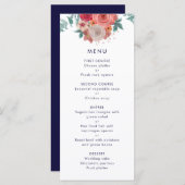 Hochzeitsmenü rote Rose blau Programm (Vorne/Hinten)