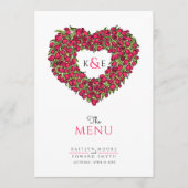 Hochzeitsmenü Rote Tulpen Menükarte (Vorderseite)