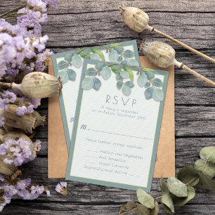 Hochzeitsmenü RSVP-Karte Botanischer Eukalyptus-Zw Einladung