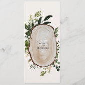 Hochzeitsmenü: rustikale Blumenzwiebeln und Holzli Menükarte (Rückseite)