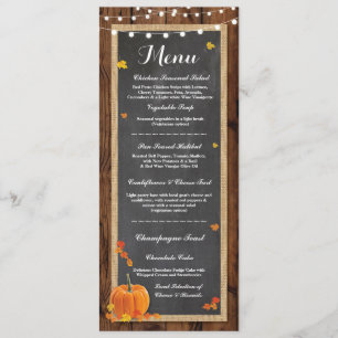 Hochzeitsmenü Rustikales Holz Kürbis Herbst Einladung