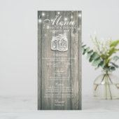 Hochzeitsmenü Rustikales Holz & Mason Jar String L Menükarte (Stehend Vorderseite)
