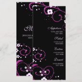Hochzeitsmenü Schwarz/Rosa Menükarte (Vorne/Hinten)