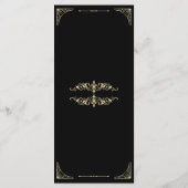 Hochzeitsmenü Schwarzer Eleganter Deko Gold Retro Menükarte (Rückseite)
