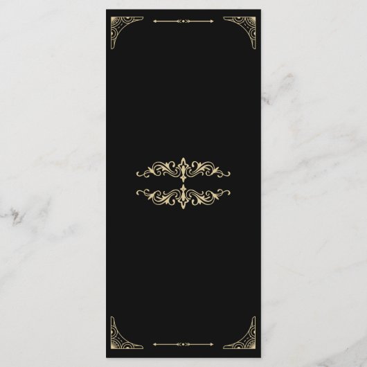 Hochzeitsmenü Schwarzer Eleganter Deko Gold Retro Menükarte (Rückseite)
