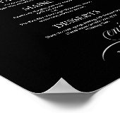 Hochzeitsmenü Sign Chic Schwarz und Weiß Poster (Ecke)