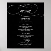 Hochzeitsmenü Sign Chic Schwarz und Weiß Poster (Vorne)