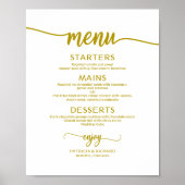 Hochzeitsmenü Signieren Rustikale Chic Gold Callig Poster (Vorne)