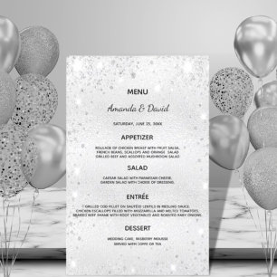 Hochzeitsmenü Silber Metallic Glitter Staub elegan