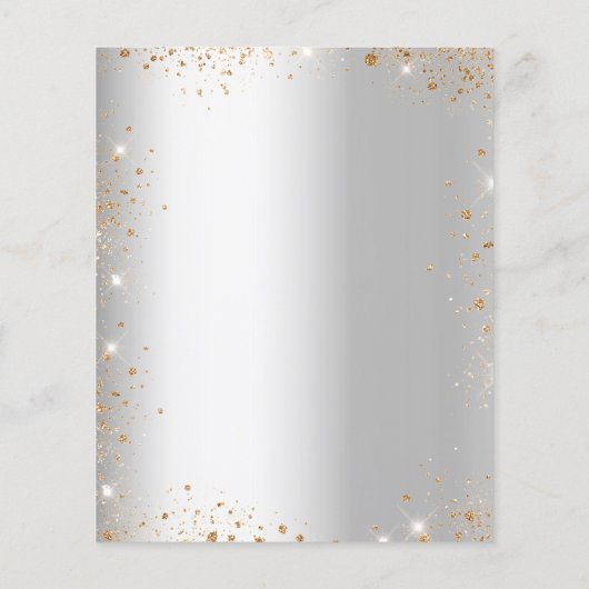 Hochzeitsmenü Silbergold Glitzer Glitzern Flyer (Hinten)