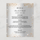 Hochzeitsmenü Silbergold Glitzer Glitzern Flyer (Vorne)