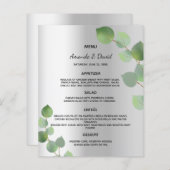 Hochzeitsmenü, silberne Eukalyptuspflanzen (Vorne/Hinten)